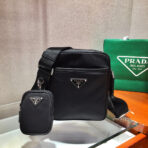 CROSSBODY BAG 20 IN BLACK RE-NYLON AND SAFFIANO LEATHER TRIM - 图片 5