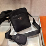 CROSSBODY BAG 20 IN BLACK RE-NYLON AND SAFFIANO LEATHER TRIM - 图片 8