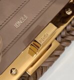 PEEKABOO ISEEU 27 IN BROWN SMOOTH CALFSKIN WITH WOVEN TRIM GOLD HARDWARE - 图片 5