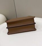 PEEKABOO ISEEU 27 IN BROWN SMOOTH CALFSKIN WITH WOVEN TRIM GOLD HARDWARE - 图片 9