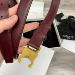 CL MEDIUM 25 MM TRIOMPHE BELT IN WINE RED LEATHER GOLD HARDWARE - 图片 5