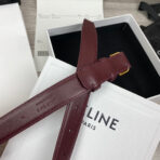 CL MEDIUM 25 MM TRIOMPHE BELT IN WINE RED LEATHER GOLD HARDWARE - 图片 7