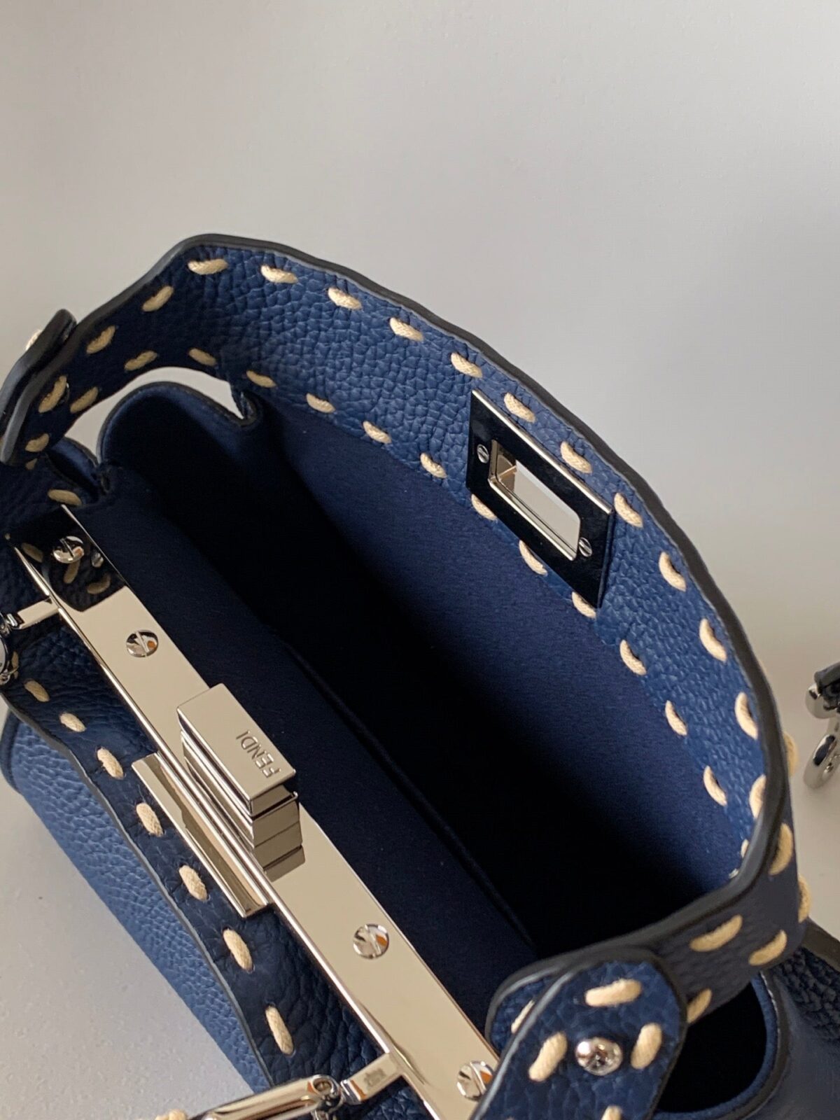 Peekaboo Mini Selleria Bag 23cm blue leather shw with 220 hand-sewn stitches - 图片 2