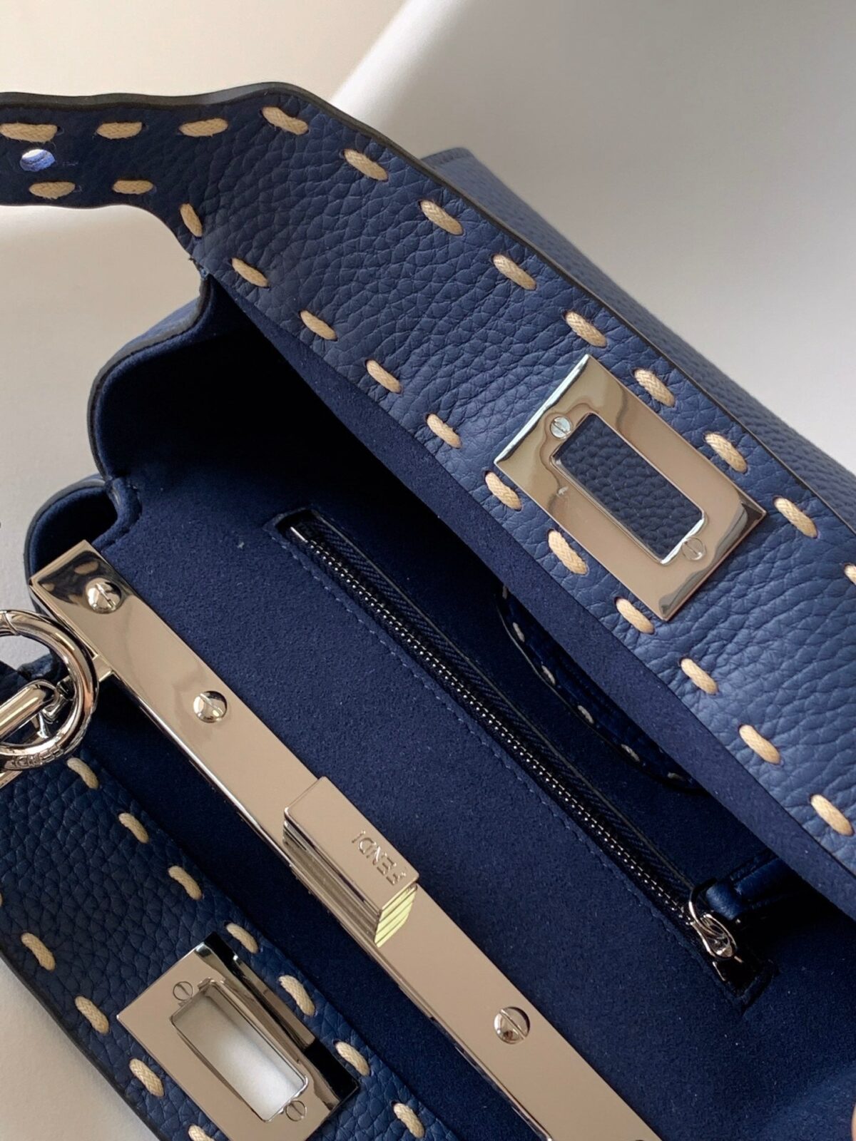 Peekaboo Mini Selleria Bag 23cm blue leather shw with 220 hand-sewn stitches - 图片 5