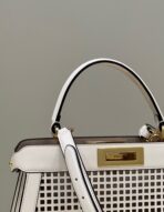 PEEKABOO ISEEU 34 IN WHITE PERFORATED CALFSKIN GOLD HARDWARE - 图片 5