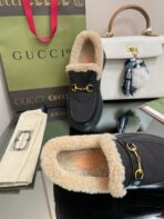 GG LOAFER IN BLACK CALFSKIN WITH BEIGE WOOL LINING - 图片 9