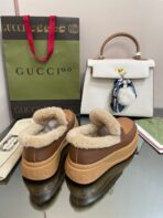 GG LOAFER IN PEANUT BROWN AND CHOCOLATE BROWN CALFSKIN WITH BEIGE WOOL LINING - 图片 7