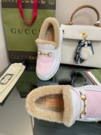 GG LOAFER IN WHITE MIX LIGHT PINK CALFSKIN WITH BEIGE WOOL LINING - 图片 6