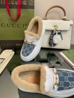 GG LOAFER IN BLUE JACQUARD MIX WHITE CALFSKIN WITH BEIGE WOOL LINING - 图片 6