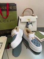 GG LOAFER IN BLUE JACQUARD MIX WHITE CALFSKIN WITH BEIGE WOOL LINING - 图片 4