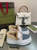 GG LOAFER IN BLUE JACQUARD MIX WHITE CALFSKIN WITH BEIGE WOOL LINING - 图片 2