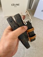 CL logo Cut-out Belt 25mm Black Tan Triomphe Canvas Shw - 图片 3