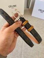 CL logo Cut-out Belt 25mm Black Tan Triomphe Canvas Shw - 图片 6