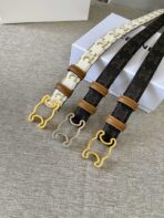 CL logo Cut-out Belt 25mm Black Tan Triomphe Canvas Shw - 图片 9