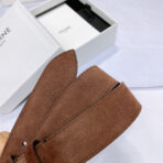 CL LARGE 35MM TWIN TRIOMPHE BELT IN CHOCOLATE BROWN SUEDE GOLD HARDWARE - 图片 5