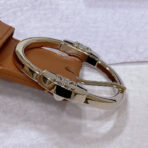 CL LARGE 35MM TWIN TRIOMPHE BELT IN BRONZE BROWN CALFSKIN SILVER HARDWARE - 图片 4
