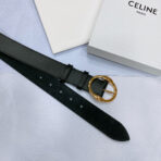 CL LARGE 35MM TWIN TRIOMPHE BELT IN BLACK CALFSKIN GOLD HARDWARE - 图片 2