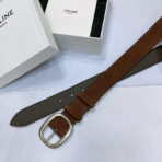 CL LARGE 35 MM BELT IN CHOCOLATE BROWN SUEDE LIGHT GOLD HARDWARE - 图片 3