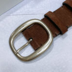 CL LARGE 35 MM BELT IN CHOCOLATE BROWN SUEDE LIGHT GOLD HARDWARE - 图片 2