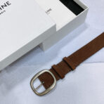 CL LARGE 35 MM BELT IN CHOCOLATE BROWN SUEDE LIGHT GOLD HARDWARE - 图片 4