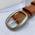 CL LARGE 35 MM BELT IN BRONZE BROWN CALFSKIN LIGHT GOLD HARDWARE - 图片 4