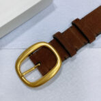 CL LARGE 35 MM BELT IN CHOCOLATE BROWN SUEDE GOLD HARDWARE - 图片 3
