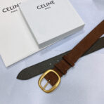 CL LARGE 35 MM BELT IN CHOCOLATE BROWN SUEDE GOLD HARDWARE - 图片 2