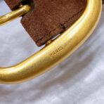 CL LARGE 35 MM BELT IN CHOCOLATE BROWN SUEDE GOLD HARDWARE - 图片 4