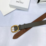 CL LARGE 35 MM BELT IN BLACK AND BROWN CALFSKIN GOLD HARDWARE - 图片 3