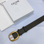 CL LARGE 35 MM BELT IN BLACK AND BROWN CALFSKIN GOLD HARDWARE - 图片 2