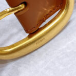 CL LARGE 35 MM BELT IN BRONZE BROWN CALFSKIN GOLD HARDWARE - 图片 4