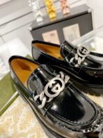 GG LOAFER WITH GG CHAINS GLOSSY BLACK CALFSKIN - 图片 7