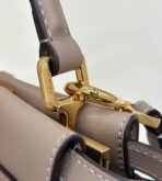 PEEKABOO 24 IN WHITE MIX BROWN INTERLACED CALFSKIN GOLD HARDWARE - 图片 8