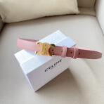 CL MEDIUM 25 MM TRIOMPHE BELT IN PEACHY PINK LEATHER GOLD HARDWARE - 图片 3