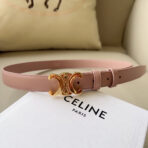 CL MEDIUM 25 MM TRIOMPHE BELT IN PEACHY PINK LEATHER GOLD HARDWARE - 图片 2