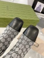 GG KNEE BOOTS IN LIGHT GRAY MONOGRAM CANVAS AND BLACK GLOSSY SHEEPSKIN - 图片 3