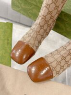 GG KNEE BOOTS IN BRONZE BROWN MONOGRAM CANVAS AND GLOSSY SHEEPSKIN - 图片 9