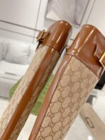 GG KNEE BOOTS IN BRONZE BROWN MONOGRAM CANVAS AND GLOSSY SHEEPSKIN - 图片 2