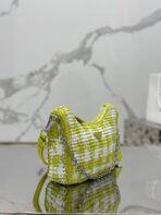 CROCHET HOBO BAG 22 IN VOLT GREEN MIX WHITE RAFFIA SILVER HARDWARE - 图片 3