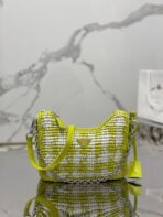 CROCHET HOBO BAG 22 IN VOLT GREEN MIX WHITE RAFFIA SILVER HARDWARE - 图片 7
