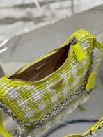 CROCHET HOBO BAG 22 IN VOLT GREEN MIX WHITE RAFFIA SILVER HARDWARE - 图片 8