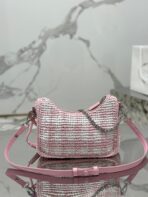 CROCHET HOBO BAG 22 IN PINK MIX WHITE RAFFIA SILVER HARDWARE - 图片 5