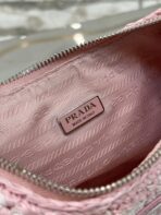 CROCHET HOBO BAG 22 IN PINK MIX WHITE RAFFIA SILVER HARDWARE - 图片 6
