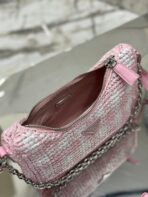 CROCHET HOBO BAG 22 IN PINK MIX WHITE RAFFIA SILVER HARDWARE - 图片 3