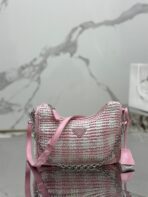 CROCHET HOBO BAG 22 IN PINK MIX WHITE RAFFIA SILVER HARDWARE - 图片 7
