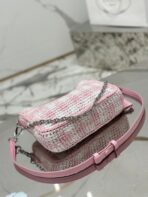 CROCHET HOBO BAG 22 IN PINK MIX WHITE RAFFIA SILVER HARDWARE - 图片 8