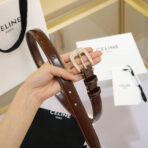 CL MEDIUM 25 MM MARCO BELT WITH STRASS IN CHOCOLATE BROWN CALFSKIN GOLD HARDWARE - 图片 6