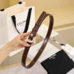 CL MEDIUM 25 MM MARCO BELT WITH STRASS IN CHOCOLATE BROWN CALFSKIN GOLD HARDWARE - 图片 3
