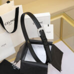 CL MEDIUM 25 MM MARCO BELT WITH STRASS IN BLACK CALFSKIN SILVER HARDWARE - 图片 2