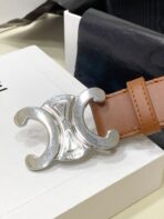 CL LARGE 30 MM TRIOMPHE BELT IN BRONZE BROWN SILVER HARDWARE - 图片 2